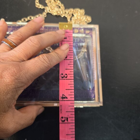 Novelty 100 Bill Purse Gold Chain Clear - Picture 5 of 9